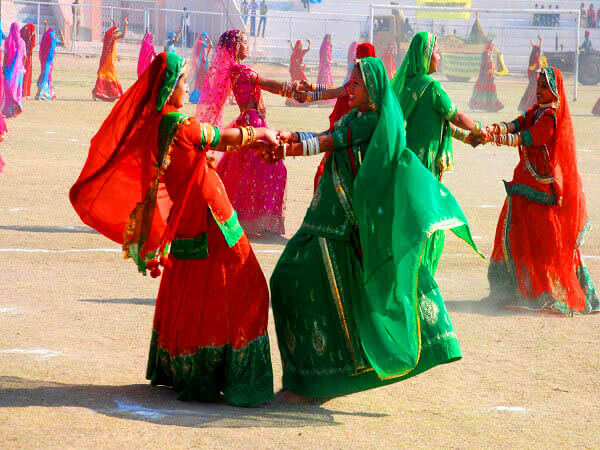 Traditional Ghoomar dance performance by Bhil tribe dancers